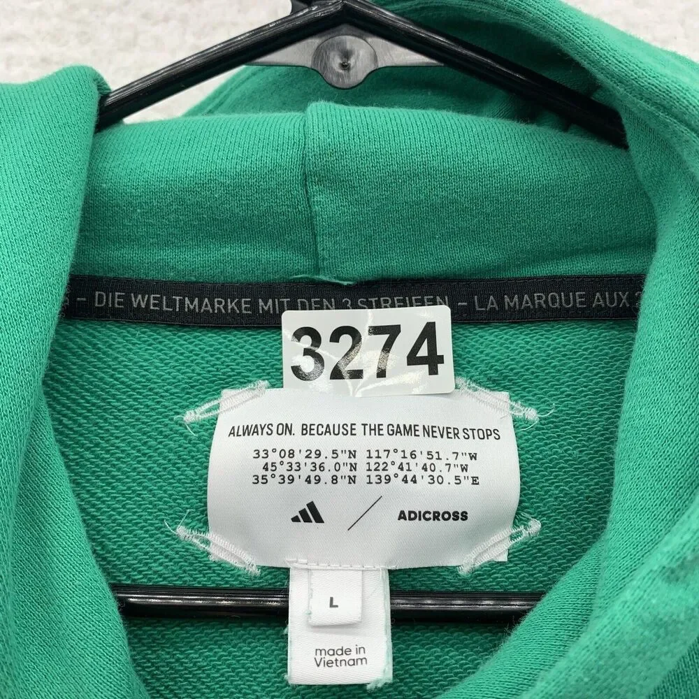 Adidas Adicross Hoodie‎ Mens Large L Green Golf Athletic Sweatshirt Sports Dad